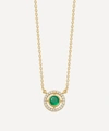 Astley Clarke 14ct Gold Mini Icon Aura Emerald And Diamond Pendant Necklace In Gold