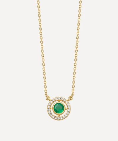 Astley Clarke 14ct Gold Mini Icon Aura Emerald And Diamond Pendant Necklace