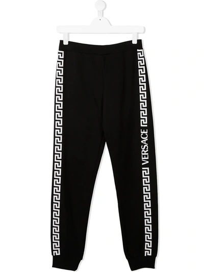 Young Versace Kids' Logo-tape Track Trousers In Black