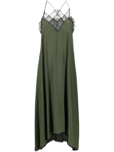 Zadig & Voltaire Risty Silk High/low Slip Dress In Green | ModeSens