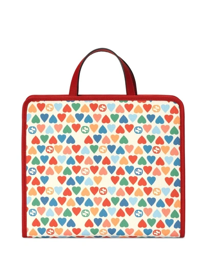 Gucci Kids' Children's G Heart Print Tote Bag In Multicolor