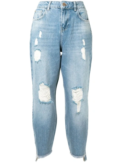 Twinset High-rise Cropped Jeans In Blue