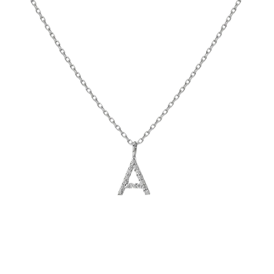 Aurate Mini Letter Charm Pendant With White Diamonds In Gold/ White