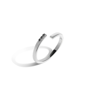 Aurate Mini Wraparound Ring With Black Diamonds In Gold/ White