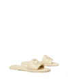 Tory Burch Double T Sport Slides Dulce De Leche/gold In Dulce De Leche/gold