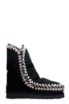 MOU ESKIMO 24 LOW HEELS ANKLE BOOTS IN BLACK SUEDE,11662798