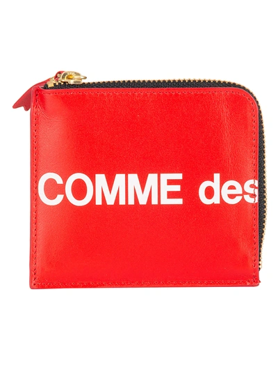 Comme Des Garçons Shirt Logo Print Wallet In Red