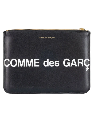 Comme Des Garçons Shirt Logo Print Wallet In Black