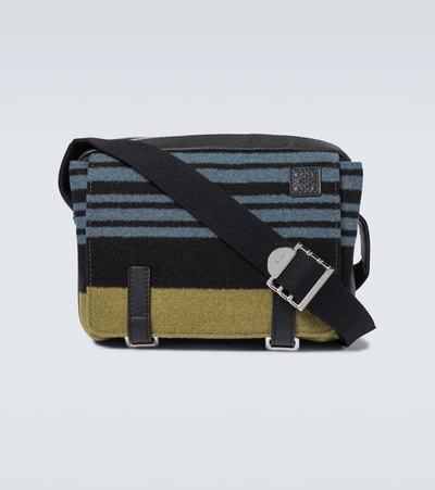 Loewe Striped Leather-trimmed Messenger Bag In Multi-colour