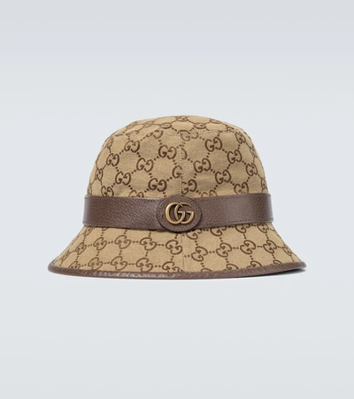 Gucci Gg Canvas Fedora Hat In Beige