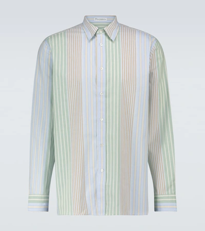 Jw Anderson Green Patchwork Striped Cotton Shirt