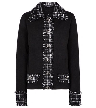 Dolce & Gabbana Tweed-trimmed Wool-blend Jacket In Black