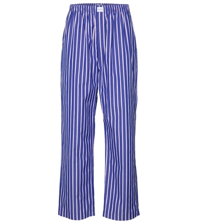 Balenciaga Striped Cotton Poplin Wide-leg Pants In Blue,red