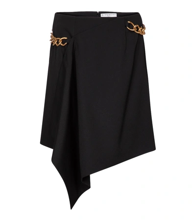 Givenchy Chain Belted Asymmetrical Mini Skirt In Black