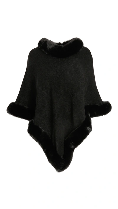 Adrienne Landau Faux Fur Knit Cape In Black