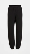 Monrow Cropped French Terry Track Pants In Black