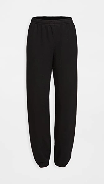 Monrow Cropped French Terry Track Pants In Black