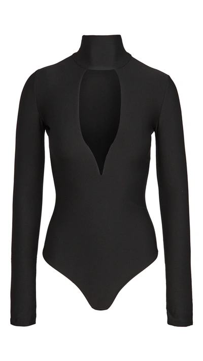 Alix Hewlett Thong Bodysuit In Black