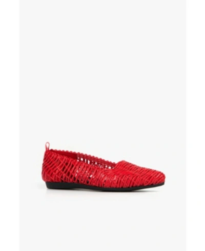 All Black Swirl Woven Women's Flat Women's Shoes In Red