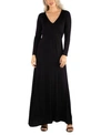 24seven Comfort Apparel Women's Cap Sleeve V-neck Maxi Dress In Black