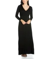 24seven Comfort Apparel Women's Cap Sleeve V-neck Maxi Dress In Black