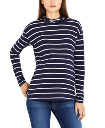 A Pea In The Pod Maternity Striped Turtleneck Top In Navy Stripe