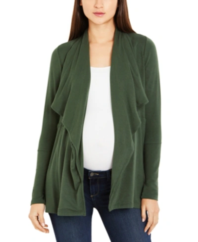 A Pea In The Pod Maternity Open-front Draped Cardigan In Kombu Green