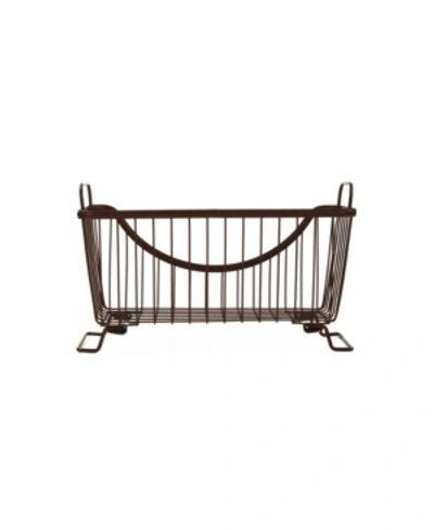 Spectrum Diversified Ashley Stackable Wire Basket With Raised Feet And Looped Handles, Small In Bronze