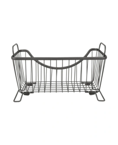 Spectrum Diversified Ashley Stackable Wire Basket With Raised Feet And Looped Handles, Small In Gray