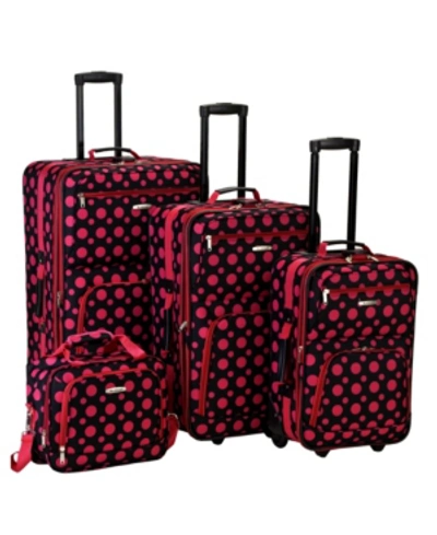 Rockland 4-pc. Softside Luggage Set In Dark Pink Dots