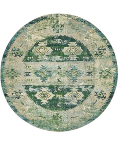 Bridgeport Home Closeout! Bayshore Home Newhedge Nhg3 8' X 8' Round Area Rug In Green