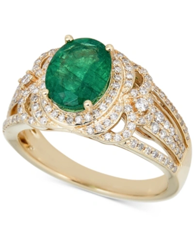 Macy's Emerald (2 Ct. T.w.) & Diamond (1/2 Ct.t.w.) Ring In 14k White Gold (also In Sapphire) In Yg