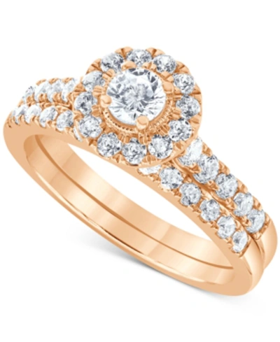 Macy's Diamond Halo Bridal Set (1 Ct. T.w.) In 14k White, Yellow Or Rose Gold