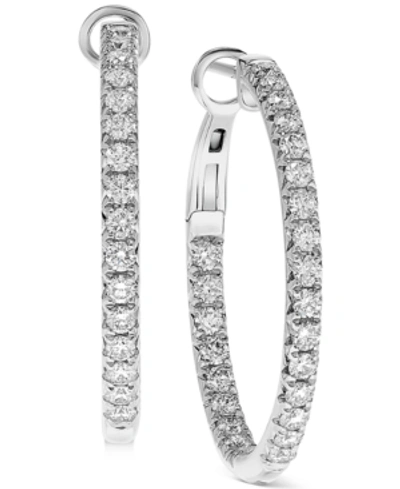 Macy's Diamond In & Out Hoop Earrings (1 Ct. T.w.) In 14k Gold In White Gold