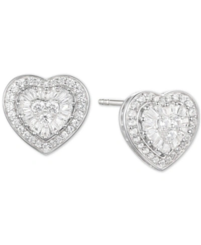 Macy's Diamond Baguette Heart Stud Earrings (1/2 Ct. T.w.) In 14k Gold , 14k White Gold Or 14k Rose Gold