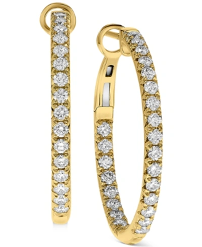 Macy's Diamond In & Out Hoop Earrings (1 Ct. T.w.) In 14k Gold In Yellow Gold