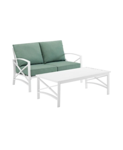 Crosley Kaplan 2 Piece Outdoor Seating Set With Cushions- Loveseat And Coffee Table In Sage