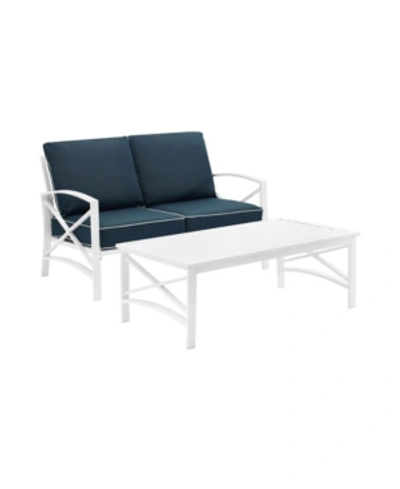 Crosley Kaplan 2 Piece Outdoor Seating Set With Cushions- Loveseat And Coffee Table In Navy