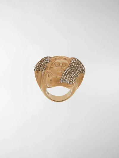 Versace Crystal-embellished Medusa Ring In Gold