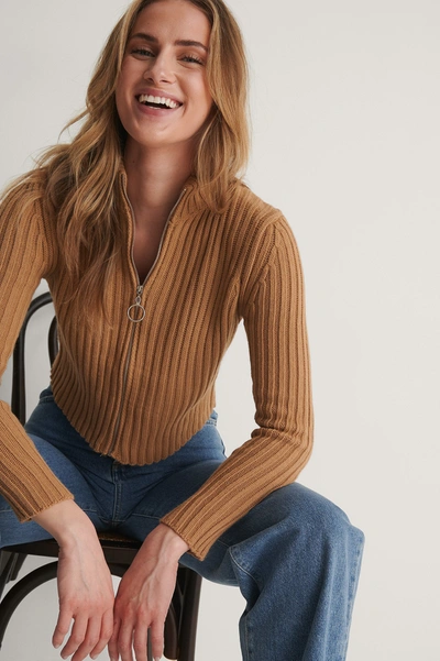 Trendyol Zipped Sweater - Brown