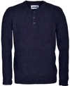 Schott Men's Wool Blend Henley Sweater In Navy
