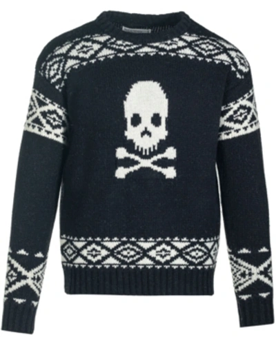 Schott Men's Skull Motif Crewneck Sweater In Black