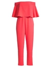 Aidan Mattox Women's Off-the-shoulder Ruffle Crepe Jumpsuit In Deep Coral