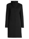 Cinzia Rocca Convertible Collar Asymmetric Coat In Black