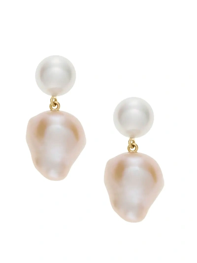 Sophie Bille Brahe Women's Classic Collection 14k Yellow Gold & 8.5-14mm Pearl Venus Rose Drop Earrings