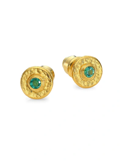 Gurhan Women's Droplet 24k Yellow Gold & Emerald Stud Earrings