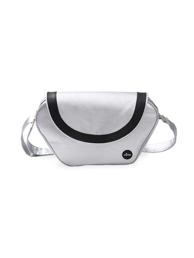 Mima Trendy Faux Leather Diaper Bag In Silver