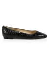 JIMMY CHOO MIRELE CROC-EMBOSSED LEATHER BALLET FLATS,400013159507