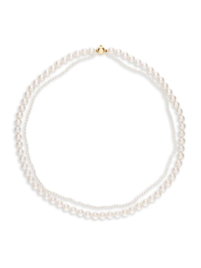 Sophie Bille Brahe Classic Collection 14k Yellow Gold & 2.5-6mm Pearl Double Peggy Necklace In White