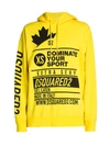 Dsquared2 Printed Cotton Jersey Sweatshirt Hoodie In Yellow